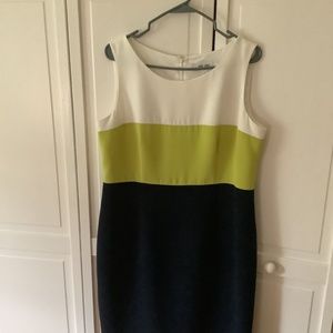 Jones navy/green and white dress. Size 12.